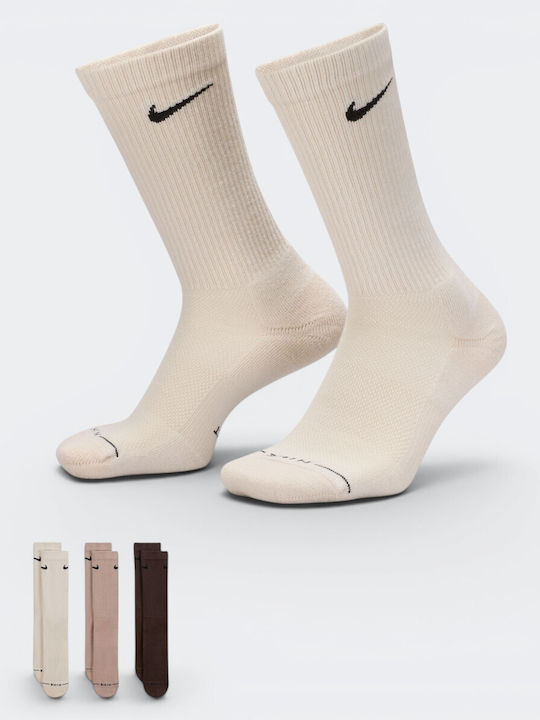 Nike Everyday Running Κάλτσες Καφέ 3 Ζεύγη