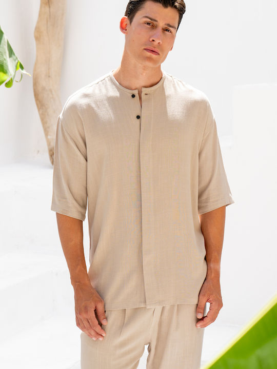 Μακρυμάνικo Τζιν Overshirt Μπεζ