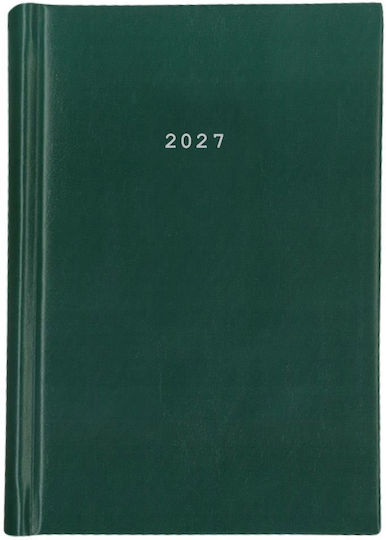 Next Дневна Агенда Basic 2027 Зелена Кожена 21x29см (с Персонализация)