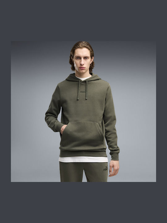 PUMA Logo Φούτερ με Κουκούλα Khaki