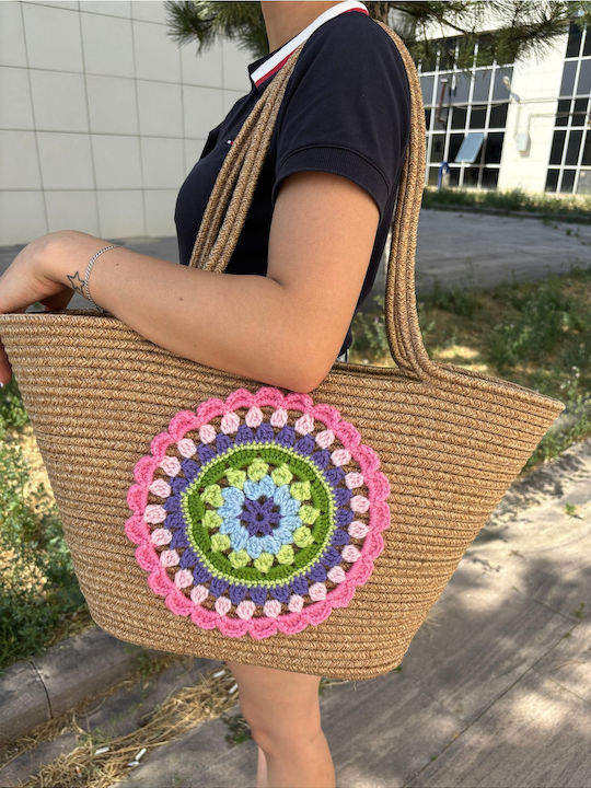 Wicker Beach Bag Multicolour