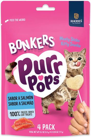 Bonkers Purrpops – Freeze Dried Λιχουδιές Σολομού Σχήμα Καρδιάς 20g