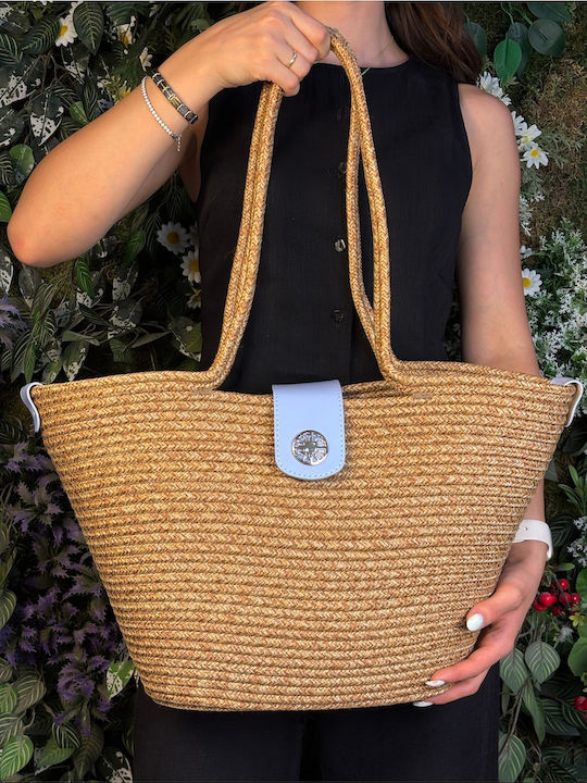 Enpapa Korbweide Strandtasche Blau