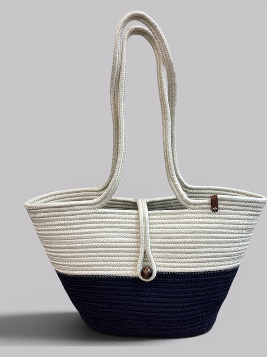 Wicker Blue Beach Bag