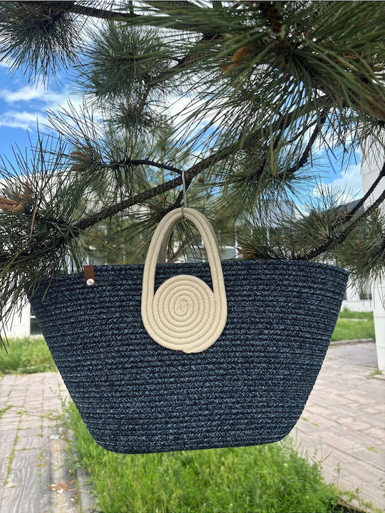Enpapa Korbweide Strandtasche Blau