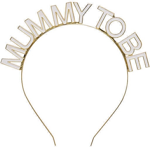 Stirnband Mummy To Be Metallisch Goldene Weiße Buchstaben