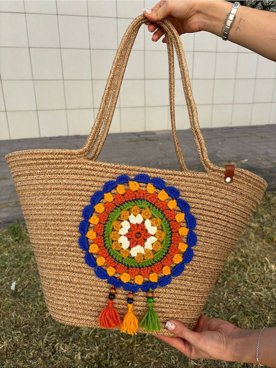 Wicker Beach Bag Multicolour