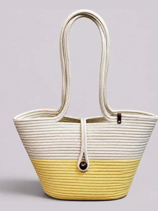 Wicker Beach Bag Yellow