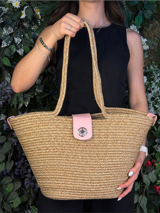 Enpapa Korbweide Strandtasche Rosa