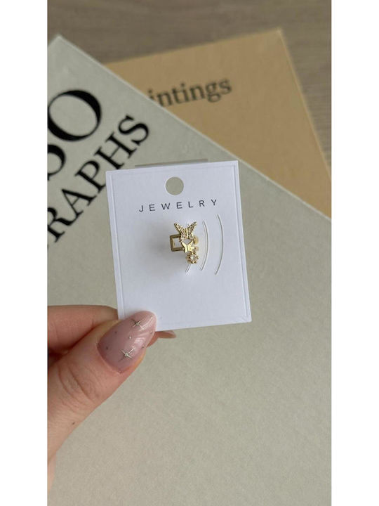Cuff Earrings Made of Gold Plated Steel with Gr...