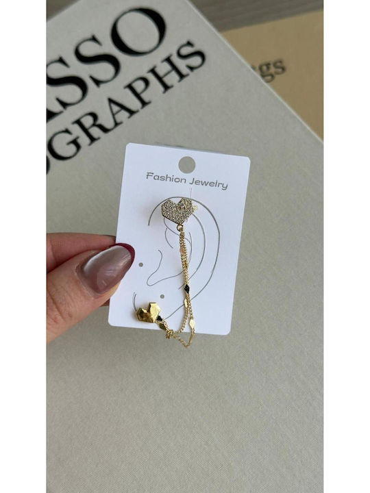 Cuff Earrings Made of Gold Plated Steel with Be...