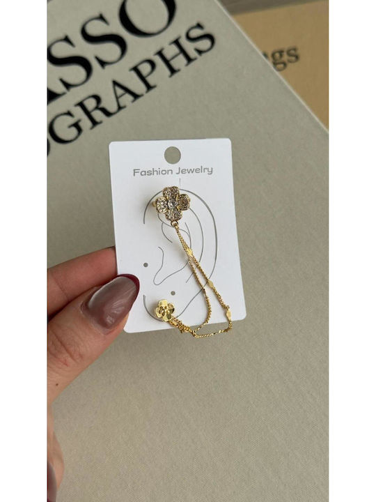 Earrings Cuff Made of Gold Plated Steel with Bl...