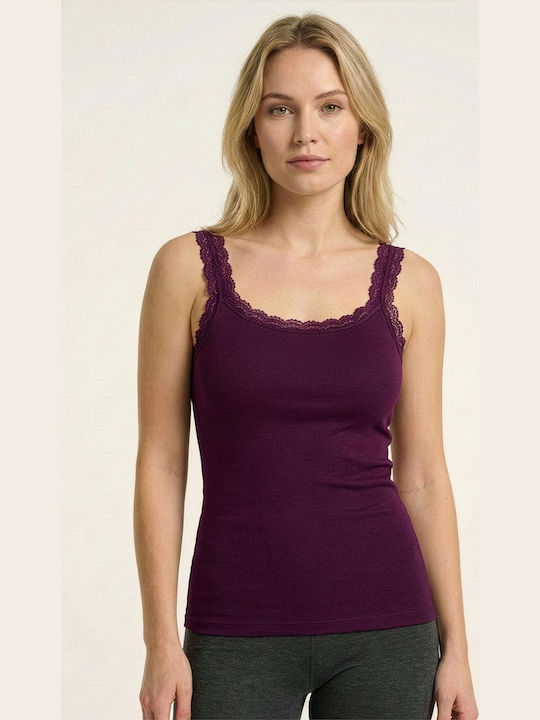 Sleeveless Cotton Purple Women's Undershirt