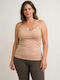 Cotton Brown Women's Tank Top with Spaghetti Strap