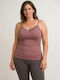 Sleeveless Cotton Brown Women's T-Shirt