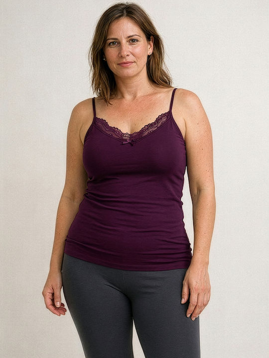 Sleeveless Cotton Purple Women's T-Shirt