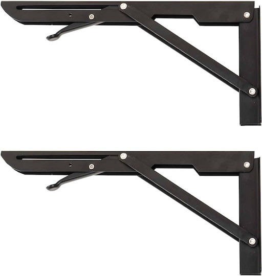 Raft De Colț Pliabil Din Metal În Culoare Neagră 2 Bucăți ZTS8133B