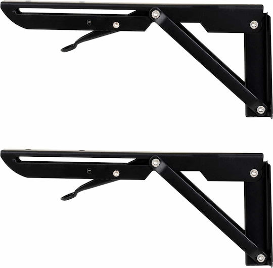 Raft De Colț Pliabil Din Metal În Culoare Neagră 2 Bucăți ZTS8132B