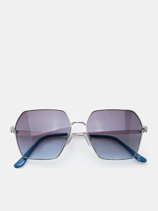 Luigi Unisex Sunglasses With Blue Metallic Frame And Blue Lens