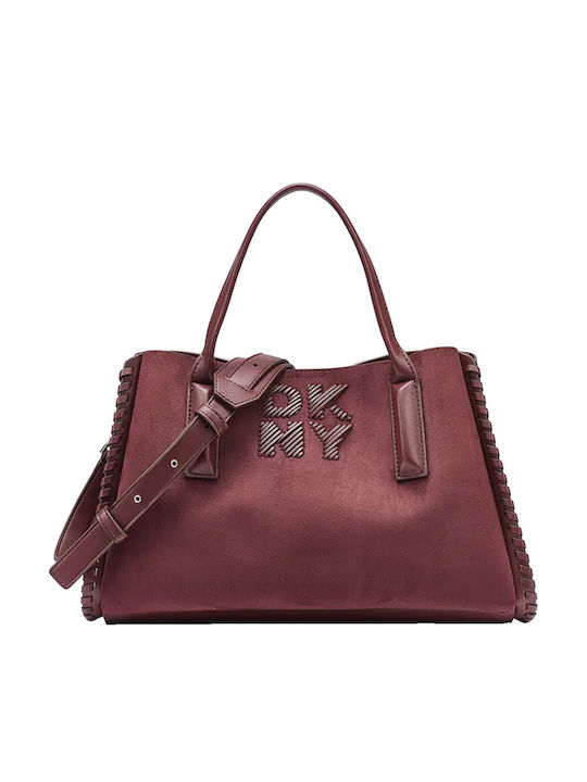 Women's Satchel Bag Suede Burgundy