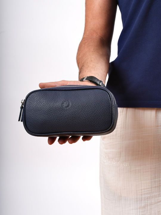 Leather Men's Handbag Navy Blue