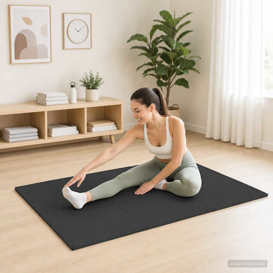 vidaXL vidaXL Gym Puzzle Mats Black 60x60cm 12 Pieces