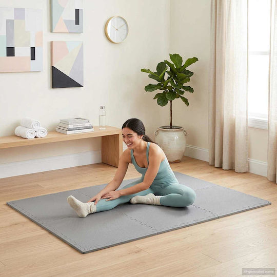 vidaXL Saltea de Gimnastică Pilates Gri (60x60x2cm)