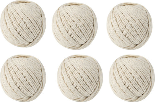 Set 6 Balls Cotton Twine Micul Fermier 100g White Color