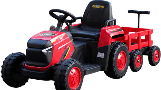 Tractor Electric cu Remorcă 12 Volți Roșu pentru 5+ Ani