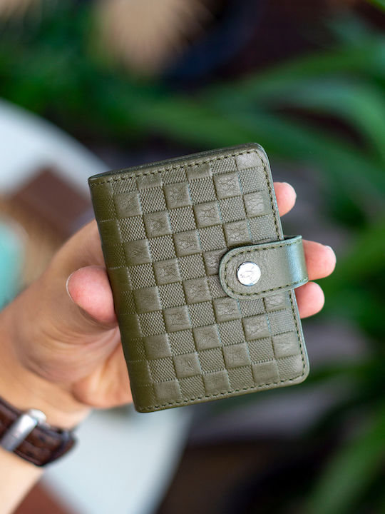 Leather Men's Card Wallet Khaki