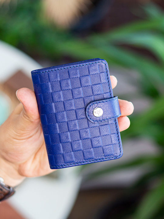 Leather Men's Card Wallet Blue