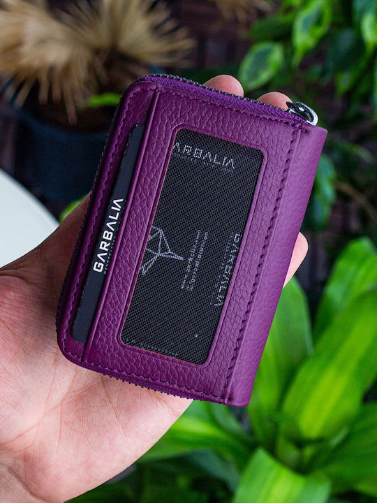 Leather Men's Card Wallet Purple