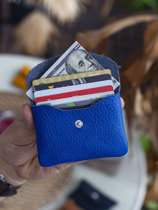 Leather Men's Card Wallet Blue