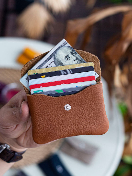 Leather Men's Card Wallet Tabac Brown