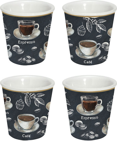 Easylife Barista Σετ Φλιτζάνια Καφέ από Πορσελάνη 100ml 4τμχ