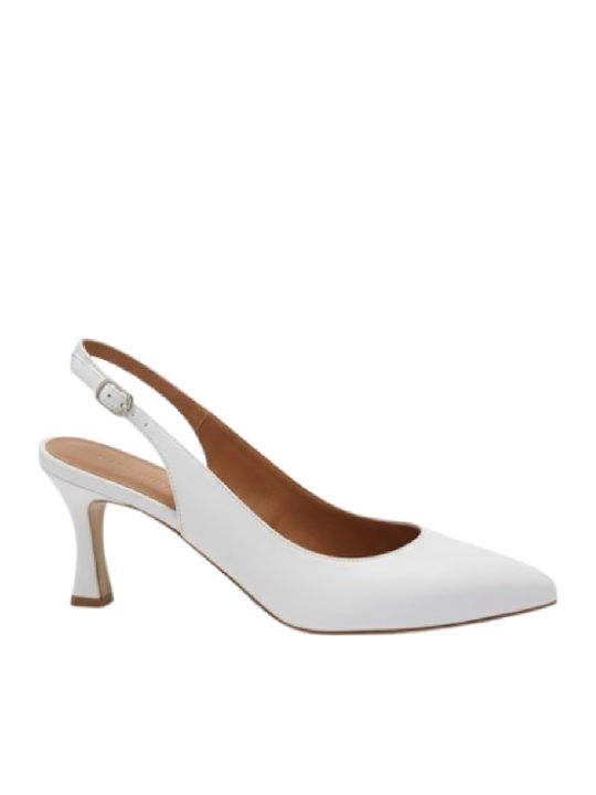 Leder Pumps mit Hohem Absatz Weiß 170827-Weiß