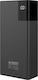 Urban Factory Power Bank 30000mAh με 2 Θύρες USB-A και Θύρα USB-C Μαύρο