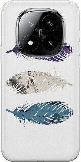 Калъф Blue Purple White Feathers Xiaomi Poco M8 Pro 5g Гъвкава TPU Прозрачна Силикон