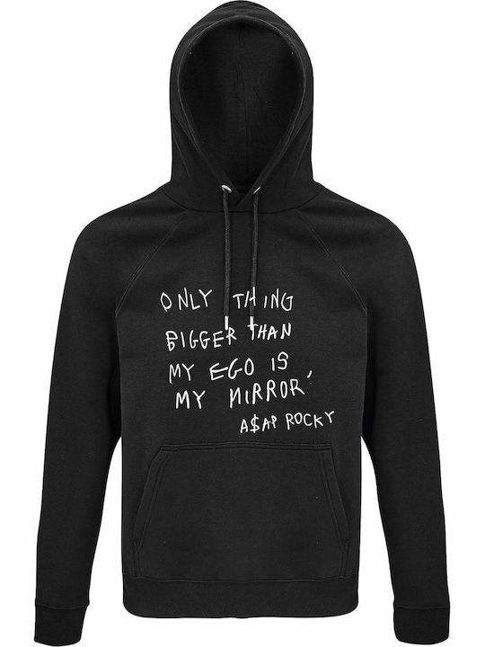 Hoodie Organic Unisex " Asap Rocky Bigger Ego Quote " Black