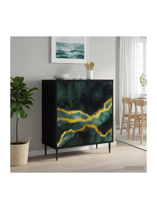 Bufet Wijhe din Lemn Stejar Negru 69x33x76cm