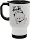 Koupakoupa He's My Dudu Stainless Steel Thermos Bottle 450ml White with Handle and Straw