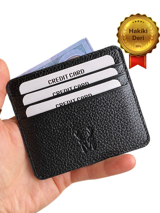 Мъжки кожен портфейл за карти Черен