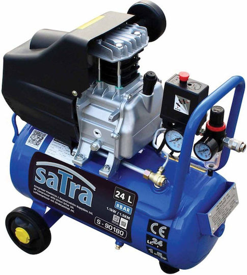 Satra Einphasiger Luftkompressor 78dB mit Leistung 1,5hp und Luftkammer 24lt
