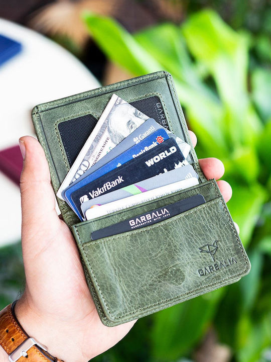 Leather Men's Card Wallet Green