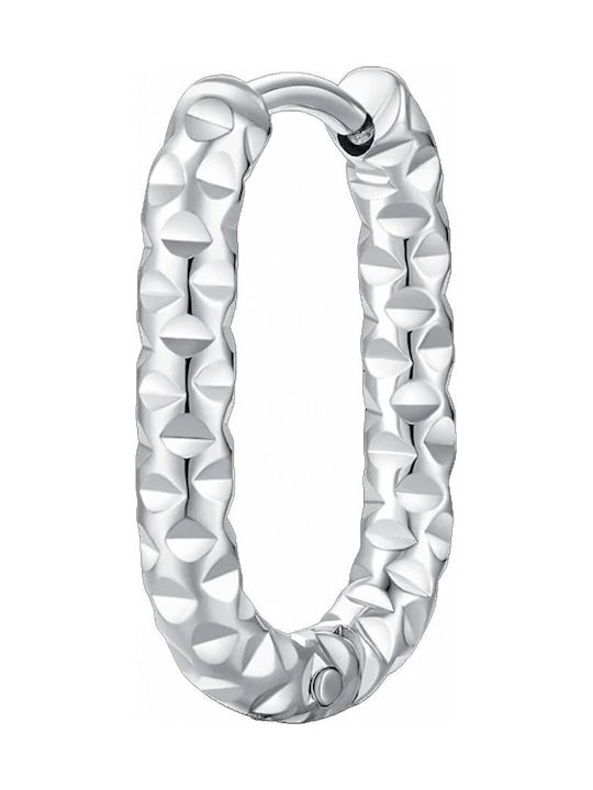 Luca Barra Single Hoop Earring Made of Steel with Diamond