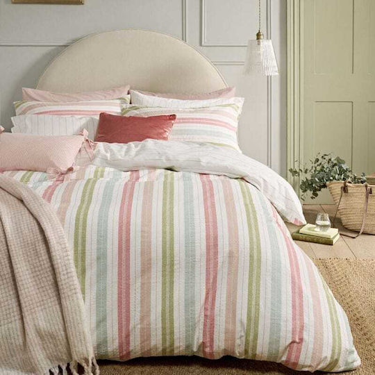 Laura Ashley Cotton Duvet Cover Set 230x220cm Super King with 2 Pillowcases Multi Pink