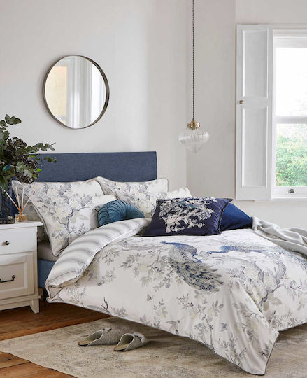 Laura Ashley Cotton Duvet Cover Set 240x220cm Super King with 2 Pillowcases Belvedere Midnight