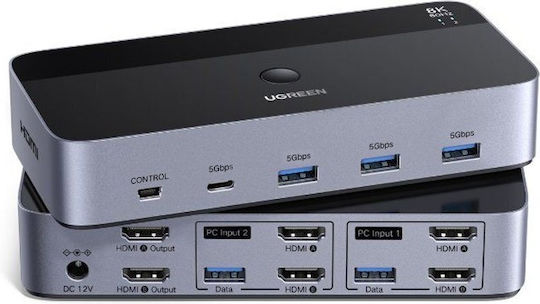 Ugreen Ak703 Comutator KVM și de date cu USB / HDMI / USB 3.0 / Audio