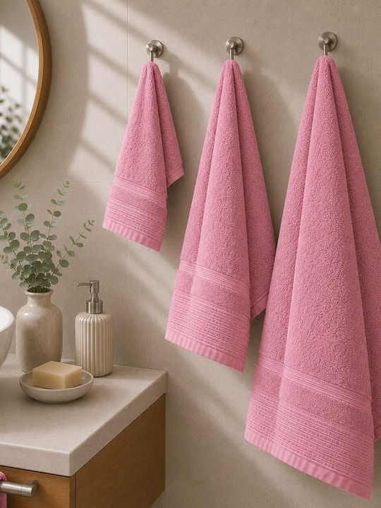Astron Italy Σετ Πετσέτες Μπάνιου 3τμχ Pink Βάρ...