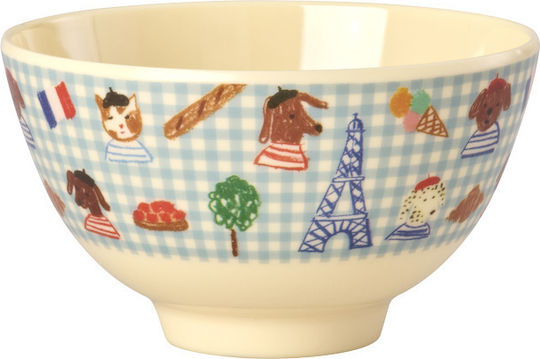 Rice Children's Food Bowl Made of Blue Melamine